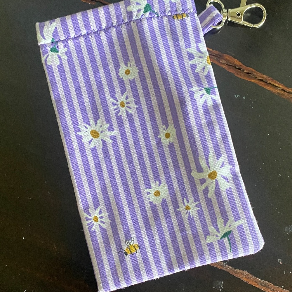 Soft Eyeglass case Purple Floral Strip